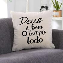 Almofada Deus é Bom 40x40cm - Serigrafada Frente e Verso
