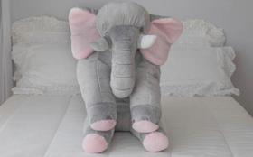 Almofada Elefante 80 cm Travesseiro bebê pelúcia bebe Antialérgico - JT BaBys