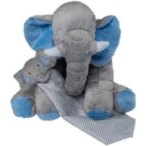 Almofada Elefante de Pelúcia 50cm + Naninha Azul Almofada Elefante de Pelúcia 50cm + Naninha Azul