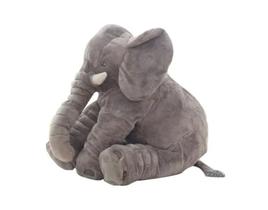 Almofada Elefante de Pelúcia 55cm Macia Para Bebê Cinza Antialérgico - Barros Baby Store