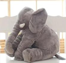 Almofada Elefante de Pelúcia 60cm Velboa Antialérgico Travesseiro Grande Cinza - Anjo Ninho