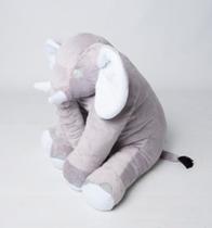 Almofada Elefante Pelúcia 45cm Cinza com Branco