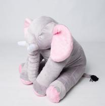 Almofada Elefante Pelúcia 45cm Cinza com Rosa