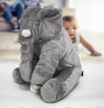 Almofada Elefante Pelúcia 45cm Travesseiro Bebê Macio - Barros Baby Store