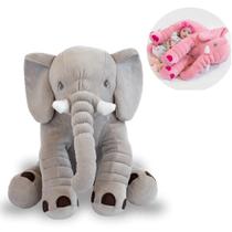 Almofada Elefante Pelúcia 60Cm Travesseiro Bebê Antialérgico