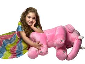 Almofada Elefante Pelúcia 80 cm Rosa Inteiro Antialérgico - JT BaBys