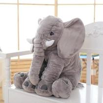 Almofada Elefante Pelúcia Travesseiro Para Bebê Dormir Cinza 62cm