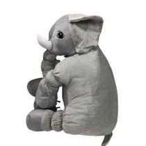 Almofada Elefante Pelúcia Travesseiro Para Bebê Dormir Cinza 62cm