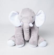 Almofada Elefante Travesseiro Pelúcia 45 Cm Tecido Antialérgico - Cinza / Branco - VITORBABY