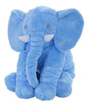 Almofada Elefante Travesseiro Pelúcia Bebê Dormir Azul 62cm