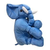 Almofada Elefante Travesseiro Pelúcia Bebê Dormir Azul 62cm