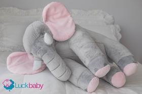 Almofada Elefante Travesseiro Pelúcia Bebê Dormir Cinza 60 cm