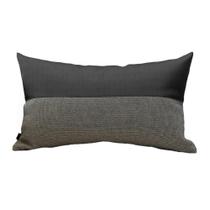 Almofada em Couro e Linhão Cinza Retangular