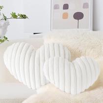 Almofada em Formato de Coração AELS - Conjunto com 2 Peças de Faux Fur (50cm e 40cm)