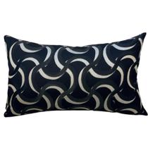 Almofada em Jacquard Curvas Preto e Cinza Retangular