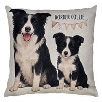 Almofada Em Linho Estampada Cachorro Pet Border Collie 43x43 Almofada Em Linho Estampada Cachorro Pet Border Collie 43x43