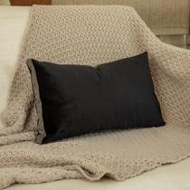 Almofada em Veludo Italian Preto e Marrom Retangular Almofada em Veludo Italian Preto e Marrom Retangular