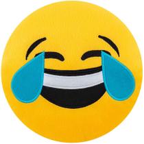 Almofada emoji 45x45cm pelúcia bordado com zíper chorando de rir