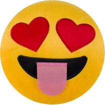 Almofada emoji 45x45cm pelúcia bordado com zíper loucamente apaixonado