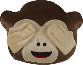 Almofada emoji 45x45cm pelúcia bordado com zíper macaco cego
