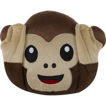 Almofada emoji 45x45cm pelúcia bordado com zíper macaco surdo
