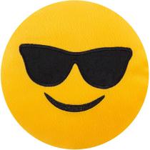 Almofada emoji 45x45cm pelúcia bordado com zíper óculos de sol