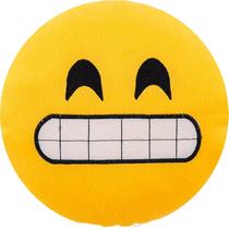 Almofada emoji 45x45cm pelúcia bordado com zíper sorriso forçado