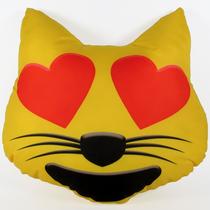 Almofada emoji estampado 34x34 cm com zíper gatinho apaixonado