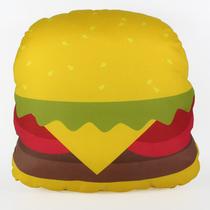 Almofada emoji estampado 34x34 cm com zíper hamburguer