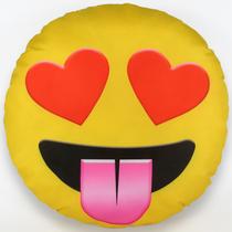 Almofada emoji estampado 34x34 cm com zíper loucamente apaixonado