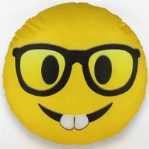 Almofada emoji estampado 34x34 cm com zíper nerd - VITOR BORDADOS