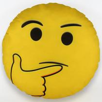 Almofada emoji estampado 34x34 cm com zíper pensativo
