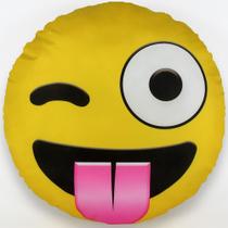 Almofada Emoji Sublimada 34cm piscando e mostrando a lingua