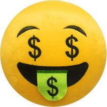 Almofada emoji whatsapp 28x28cm com zíper bordado dinheiro
