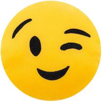 Almofada emoji whatsapp 28x28cm com zíper bordado piscadinha - VITOR BORDADOS