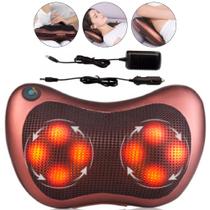 Almofada Encosto Massageador Movimentos Shiatsu Lombar Infravermelho Pescoço Veicular