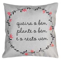 Almofada Estampada Cactos Queira O Bem Coração Sarja 45x45