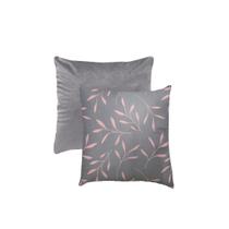 Almofada Estampada Cinza Flor Rosa Decorativa Sofa 2un