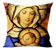 Almofada Estampada Religiosa Menino Jesus Maria 39cm