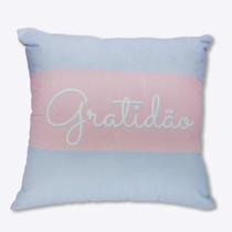 Almofada fibra veludo 40x40cm Gratidão - Zona Criativa