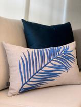 Almofada Folhas Azul Retangular