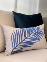 Almofada Folhas Azul Retangular