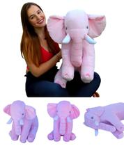 Almofada Gigante Elefante De Pelúcia 80cm Rosa Bebê Fofinho