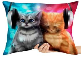 Almofada Gigante retângular ou Quadrada gato gatinho fone ouvido Almofada Gigante retângular ou Quadrada gato gatinho fone ouvido
