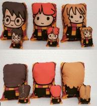 Almofada Harry Potter kit + chaveiros 3 almofadas e 3 chaveiros Herminone Rony Harry