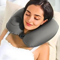 Almofada Inflável de Pescoço U Portátil Cinza Travesseiro de Viagem Compacto para Descanso Conforto no Avião Almofada Inflável de Pescoço U Portátil Cinza Travesseiro de Viagem Compacto para Descanso Conforto no Avião