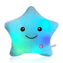 Almofada LED Night Light Up Star KAHEAUM para crianças azul claro