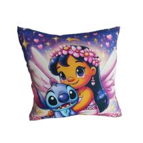 Almofada Lilo, Stitch e Angel Tamanho 30cm x 30cm com Ziper Várias Estampas