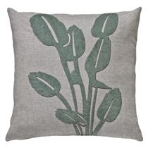 Almofada Linho Aplique De Bouclé Flor Tulipa Verde Cru 50x50 Almofada Linho Aplique De Bouclé Flor Tulipa Verde Cru 50x50