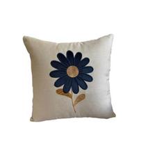 Almofada Linho Bordada Margarida 45x45 com Enchimento Almofada Linho Bordada Margarida 45x45 com Enchimento